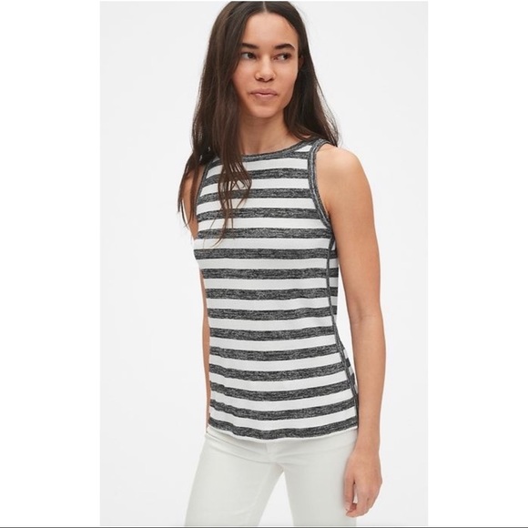 GAP Tops - GAP Softspun Black Striped High Neck Tank Top